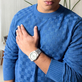 Imagem da oferta Sueter Masculino Lã Tricot Manga Longa Xadrez