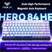 Imagem da oferta AULA HERO84 HE Interruptor magnético Teclado mecânico com fio RGB Música Ritmo 8K Teclado de taxa de retorno Acessór