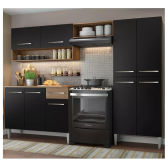 Imagem da oferta Armário de cozinha modulada completa compacta Emilly pop com armário e balcão cor rustic/preto GREM229002