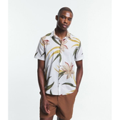 Imagem da oferta Camisa Regular em Tricoline com Estampa de Folhagem