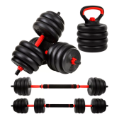 Imagem da oferta Kit De Halteres E Anilhas Ajustáveis Kettlebell Academia Fit Cor Preto