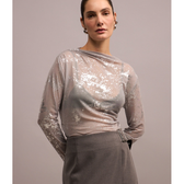Imagem da oferta Blusa em Tule com Gola Degagê e Detalhe em Fio Metalizado