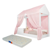 Imagem da oferta Cama Infantil Montessoriana Crystal Com Colchão E Voal Rosa Cor Branco Loja Tigo Clásica