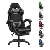 Imagem da oferta Cadeira de escritório Led Tools Gamer gamer01 ergonômica preta com estofado de couro sintético