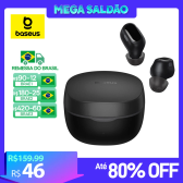Imagem da oferta Fone de ouvido sem fio Baseus Bowie WM01 Bluetooth 5.3 com bateria de longa duração de 25 horas pequeno e leve