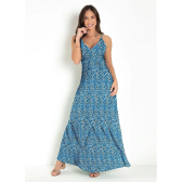 Imagem da oferta Vestido Longo Onça Azul com Babado na Barra