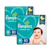 Imagem da oferta 2 Pacotes Fraldas Pampers Confort Sec Tam - com 80 Unidades Cada (Total 160)