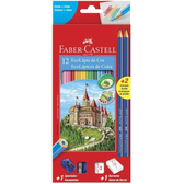 Imagem da oferta Kit Escolar Lápis de Cor Sextavado + 2 Lápis Max + Apontador + Borracha Faber-Castell 12 Cores