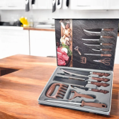 Imagem da oferta Conjunto De Facas Para Churrascocozinha Inox Com Maleta 8pç