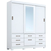 Imagem da oferta Guarda-Roupa Casal 3 Portas Correr 7 Gavetas Luiza Panan Roupeiro - Branco