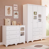 Imagem da oferta Quarto de Bebê Completo com Guarda Roupa Uli 4 Portas Cômoda Uli 4 Gavetas