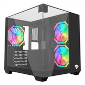 Imagem da oferta Gabinete Gamer Ninja Clear Cube Mid Tower Vidro Temperado M-ATX Black Sem Fonte Com 3 Fans ARGB GN-CS-CLMAB3F