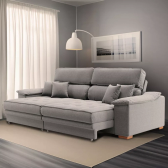 Imagem da oferta Sofá 3 Lugares Retrátil E Reclinável Leonard Linho Cinza