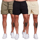 Imagem da oferta Kit 3 Bermudas Linho Masculina Curta - Verde+Preto