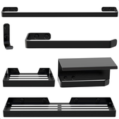 Imagem da oferta Kit Acessórios Para Banheiro Preto Fosco 6 Peças MAX