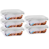 Imagem da oferta Conjunto 5 Potes 640ml Vidro Hermético 4 Travas Marmita - Casa Linda - Pote
