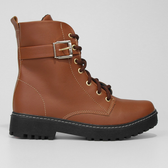 Imagem da oferta Bota Coturno Cano Médio Look Fashion Tratorada Feminina - Caramelo