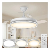 Imagem da oferta Ventilador Teto Retrátil 106cm Luz Led E Controle 6 Vel