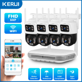 Imagem da oferta Kerui 6mp full hd 8ch sem fio nvr segurança wifi ip kit sistema de câmera lente dupla vigilância ao ar livre cctv gra