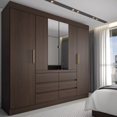 Imagem da oferta Guarda-Roupa Casal Honey 4 Portas 6 Gavetas com Espelho