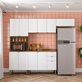 Imagem da oferta Cozinha Completa Bartira Joy com 11 Portas 2 Gavetas 5 Prateleiras e Nicho para Micro-ondas - 244,5cm de l