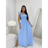 Imagem da oferta Vestido Longo Feminino Casual Lastex Alcinha Fenda Barato