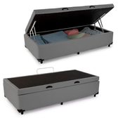 Imagem da oferta Cama Box Baú Solteiro Sintético SerenePrime Cinza 88x188x44
