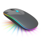 Imagem da oferta Mouse Sem Fio Recarregável Ergonômico RGB Silencioso Bluetooth 5.0 + USB DPI Ajustável Cinza Premium