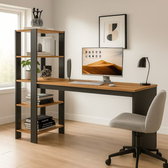 Imagem da oferta Mesa Escrivaninha Para Home Office E Escritório Milão Com Prateleiras