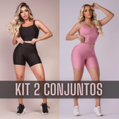 Imagem da oferta Dê uma olhada em Kit 2 Conjunto Fitness Short e Cropped - Conjunto Academia Cintura Alta por R$81,90 Compre na Shopee