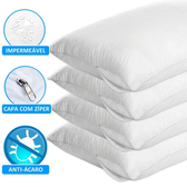 Imagem da oferta Kit 4 Capas Travesseiro Impermeável Branco com Zíper e Antialérgico 50cm x 70cm Classic Line