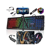 Imagem da oferta Kit Mobilador Completo Gamer P Jogar Free Fire Teclado e Mouse Led Rgb Com Fio Usb P Celular Menor Preco