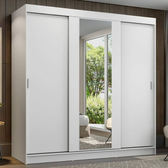 Imagem da oferta Guarda-Roupa Casal Madesa Reno 3 Portas de Correr com Espelho - Branco