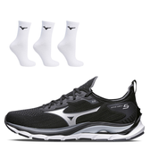 Imagem da oferta Kit Tênis Mizuno Wave Mirai 5 Masculino + Kit 3 Pares de Meia Cano Médio Mizuno Basic Preto