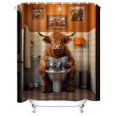 Imagem da oferta Cortina de chuveiro caprichosa para banheiro com uma revista de leitura humorística de vaca das terras altas no banheir