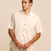Imagem da oferta Camisa Relaxed em Tricoline com Estampa Minimalista de Ilha