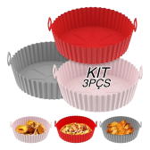 Imagem da oferta Kit 3 Forros Air Fryer De Silicone Reutilizável Antiaderente