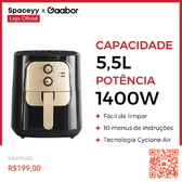 Imagem da oferta Fritadeira Elétrica Sem Óleo Air Fryer 5.5L Gaabor Jumbo Family 1400w 127V/220V Vintage com 60% de desconto!