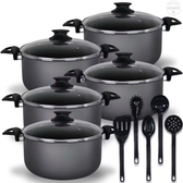 Imagem da oferta Jogo De Panelas Caçarolas Plus 16 a 24 Antiaderente 5 Camadas De Teflon Cor Preto Grafite