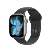 Imagem da oferta Apple Watch Series 11 GPS Caixa Cinza-espacial de Alumínio de 42 mm Pulseira Esportiva Preta Tamanho MG - MEQX4AMA