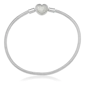Imagem da oferta Pulseira De Berloques Prata925 Coração Cravejado C/ Garantia