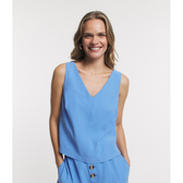 Imagem da oferta Blusa Sem Manga em Liocel com Decote V e Pence na Cava