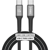Imagem da oferta Cabo USB-C 2 metros Tipo C Turbo 60W Ultra Rapido Nylon Trançado e Reforçado Android e Iphone Notebook Tablet Qualidad