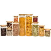 Imagem da oferta Oikos - Kit 11 Potes de Vidro com Tampa de Bambu Herméticos Redondos