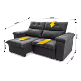 Imagem da oferta Sofá Retrátil Reclinável King House Verona 1,50m Velut Cinza