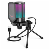 Imagem da oferta Microfone de Mesa Fifine A6V Ampligame com Suporte Condensador RGB USB Preto - A6V