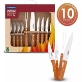 Imagem da oferta Kit Churrasco Tramontina 10 Peças Inox Cabo Madeira 22399037 - unic
