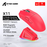 Imagem da oferta Mouse sem fio Attack Shark X11 mouse tri-mode Bluetooth/2.4G/com fio mouse para jogos com doca de carregamento magnét