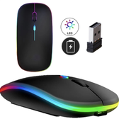 Imagem da oferta Mouse Sem Fio Recarregável Wireless Optico Led Rgb Ergonômico Sem Fio Para Pc Desktop Notebook Tablet Smartphone Preto