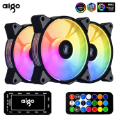Imagem da oferta 5x Fans Aigo AR12 Preta 120mm + Controladora
